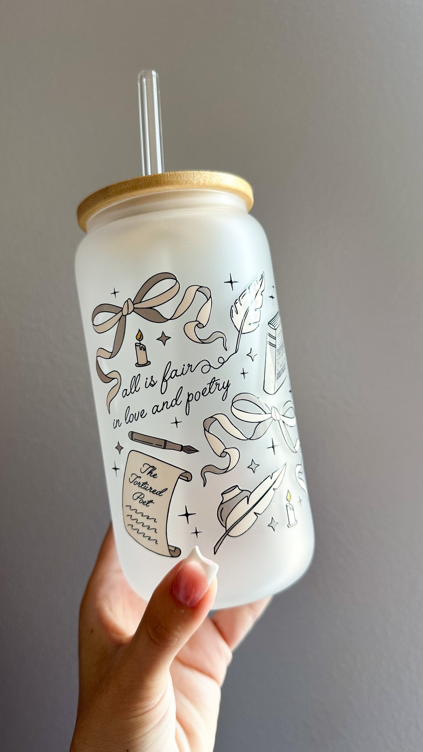 All is fair in love & poetry glass cup