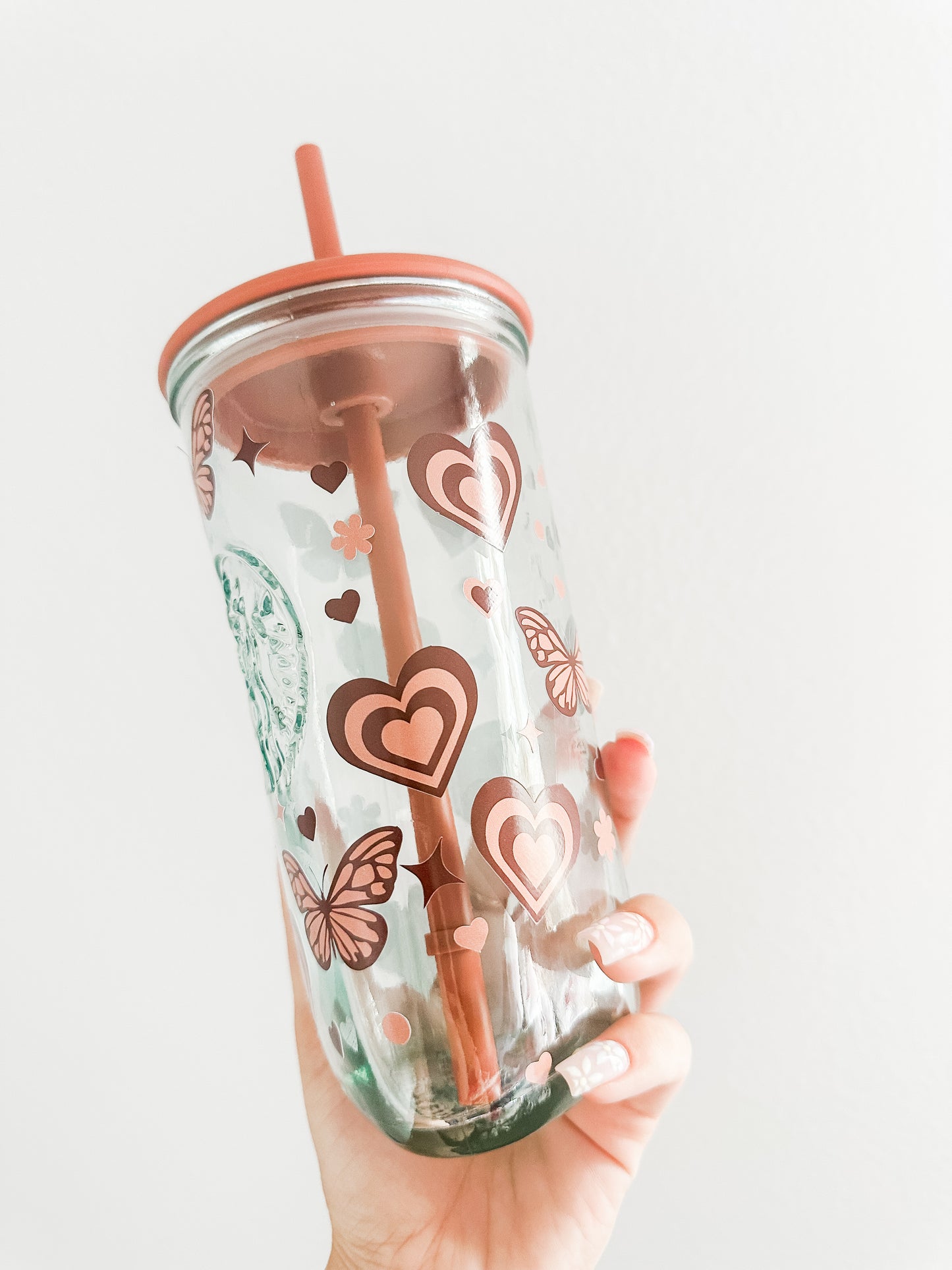 Brown butterfly starbs glass cup