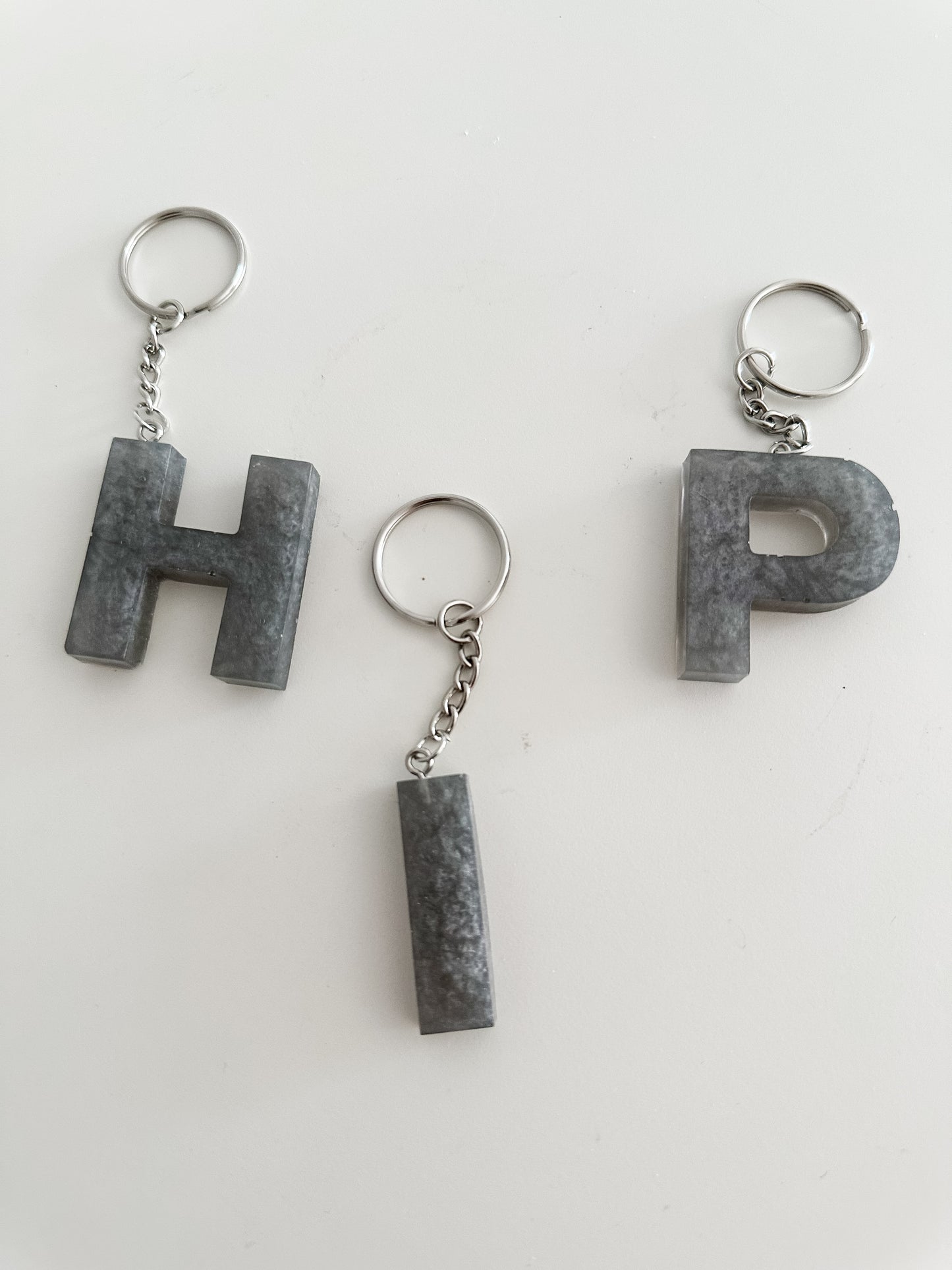 Grey initial keychain