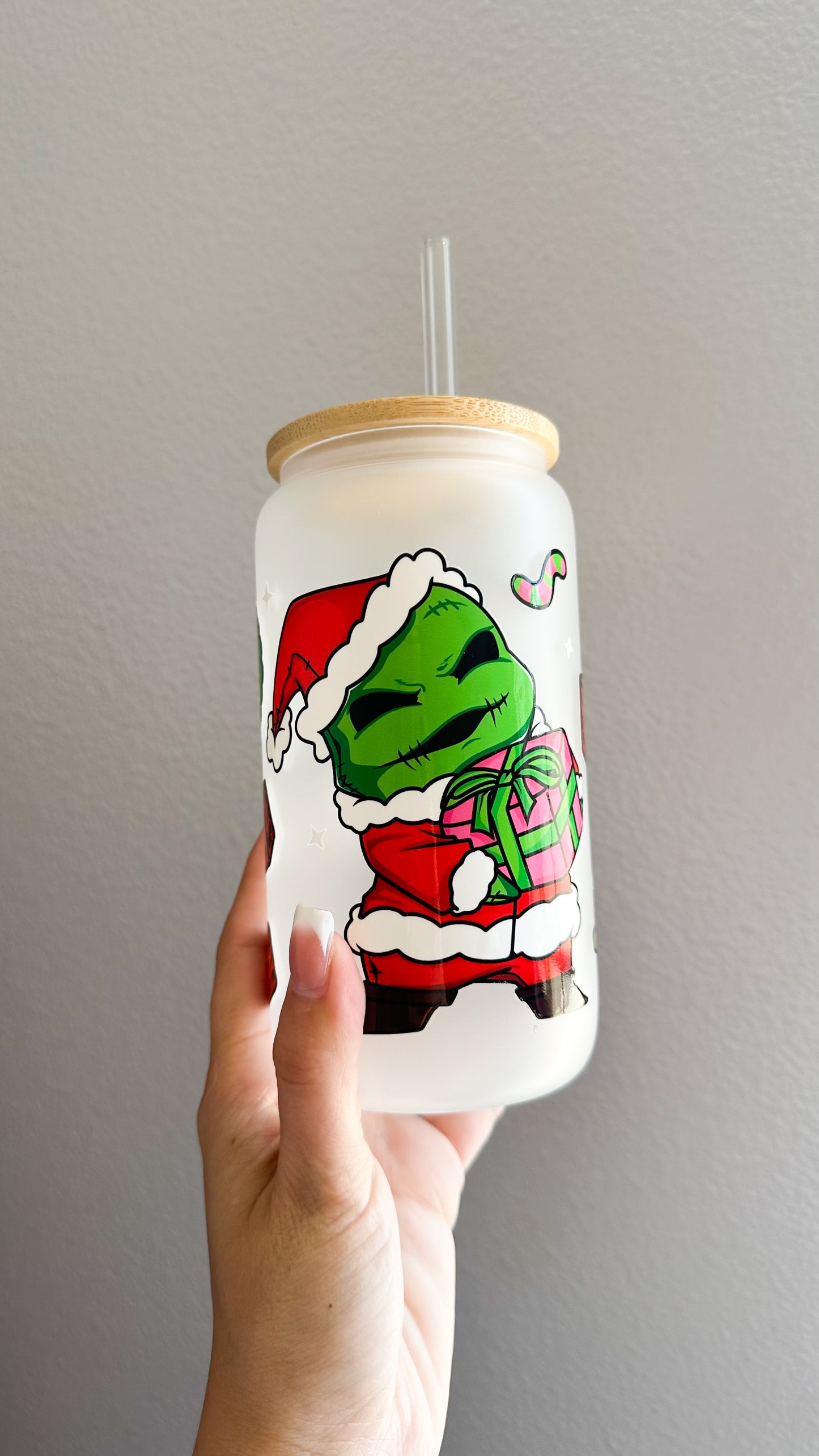 Oogie boogie Christmas glass cup