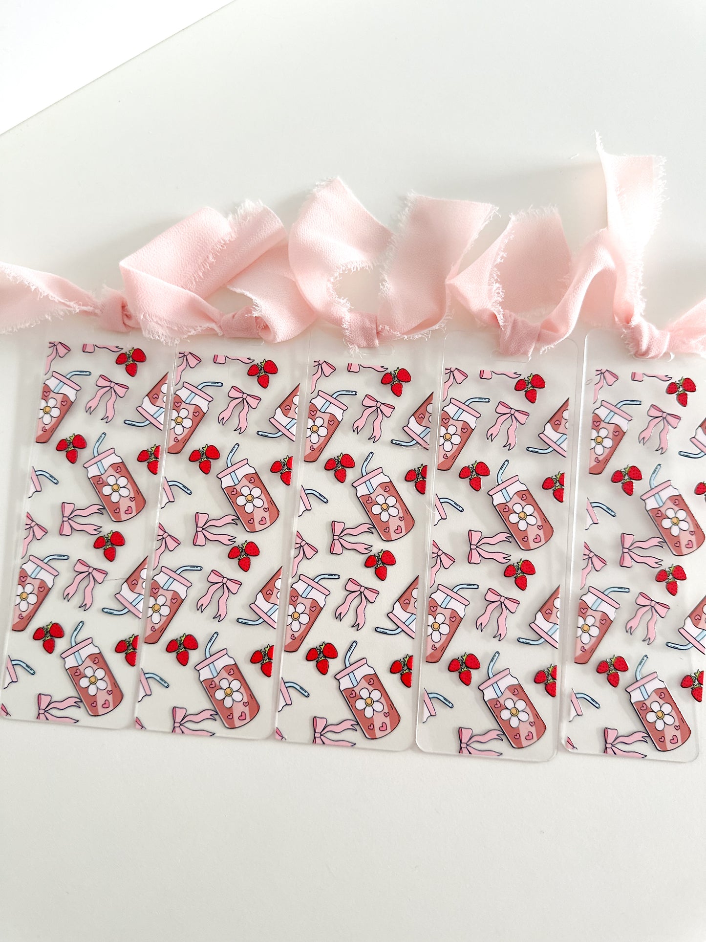 Strawberry, coffee & bows bookmark