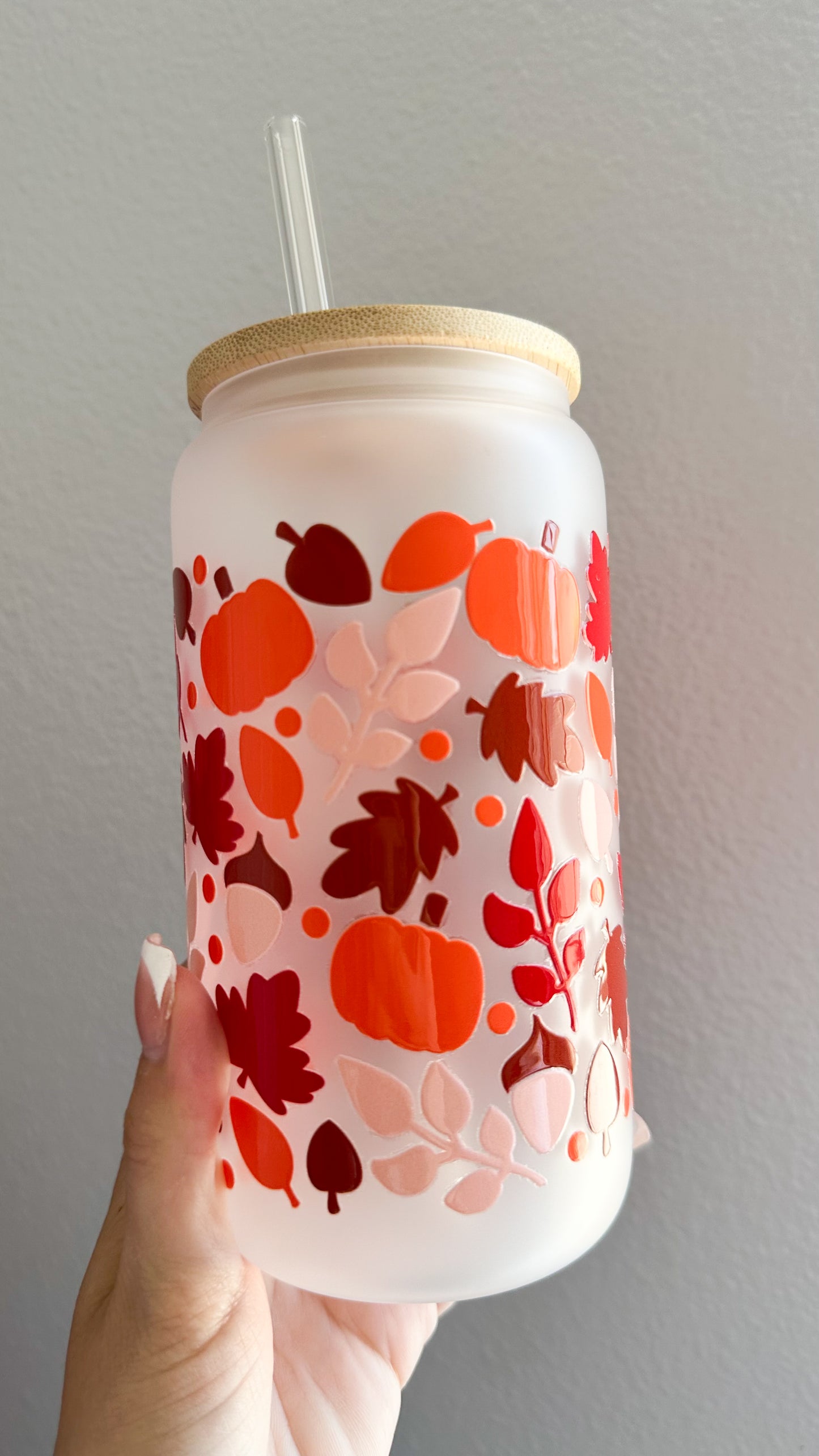 Fall vibes glass cup