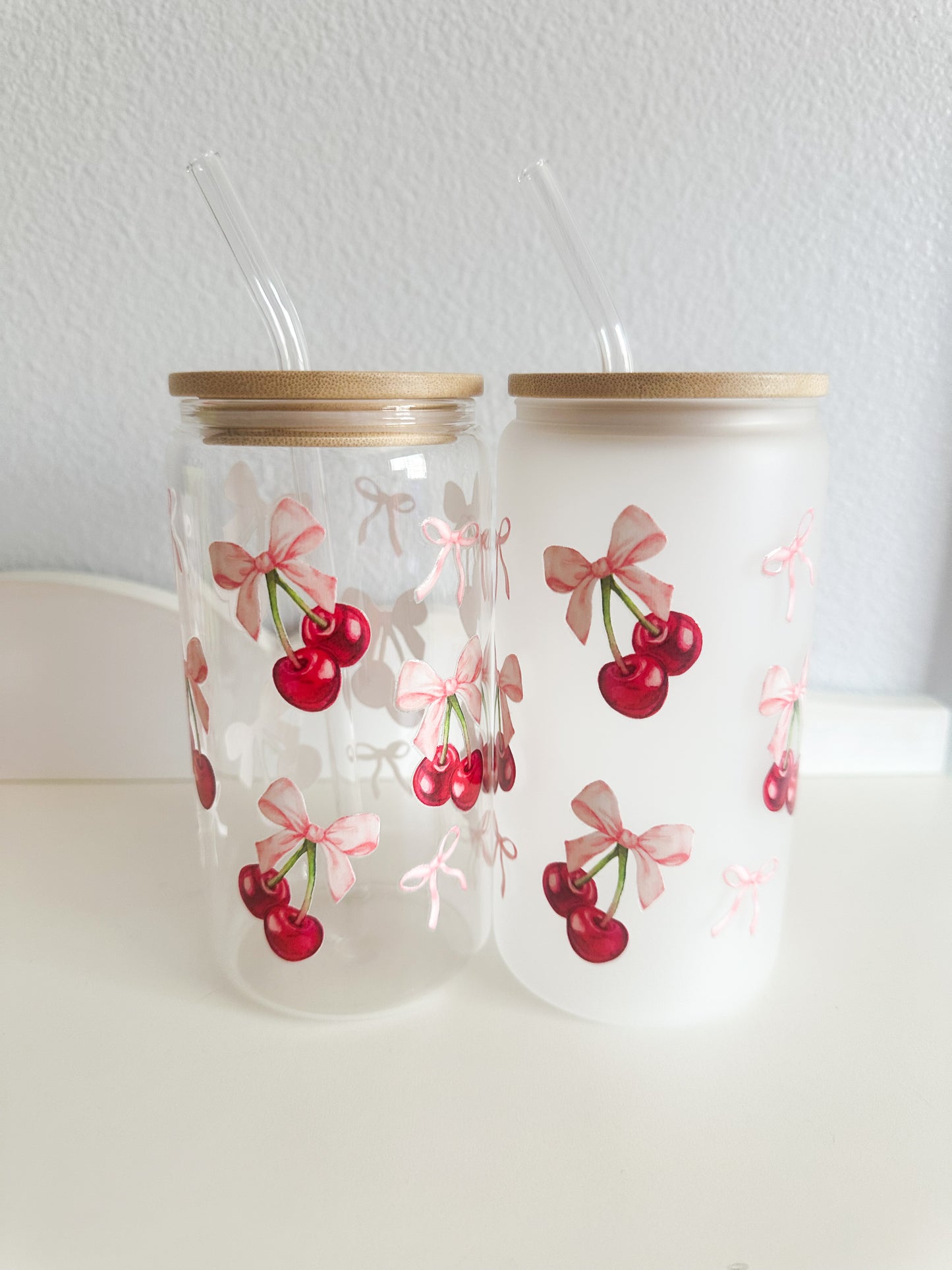 Coquette cherries glass cup