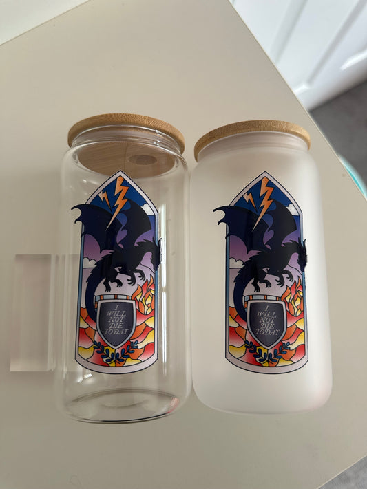 I will not die today 4th wing inspired glass cup