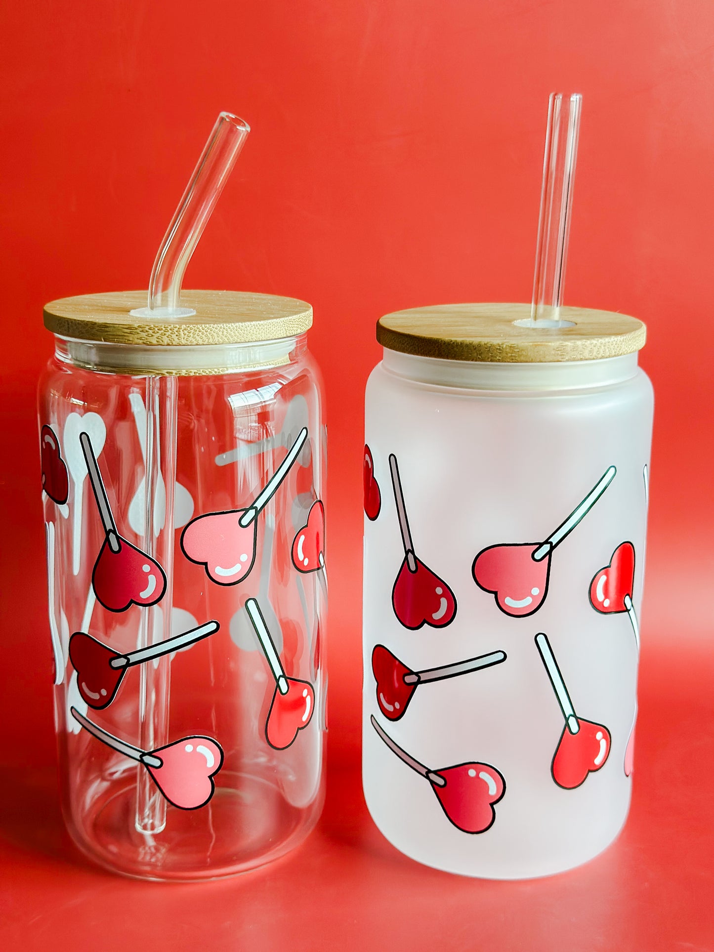 Heart lollipops glass cup