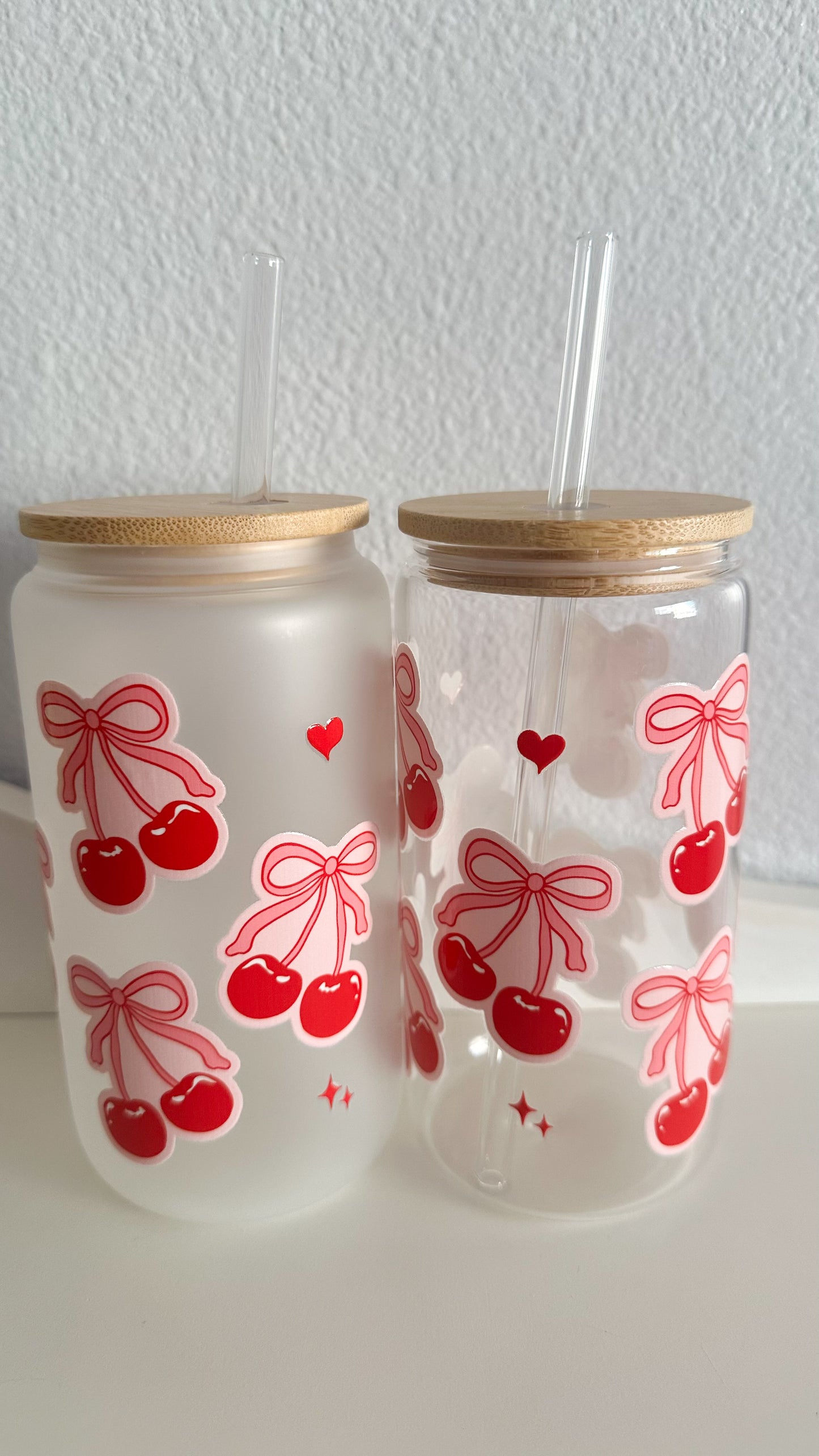 Cherries glass cup