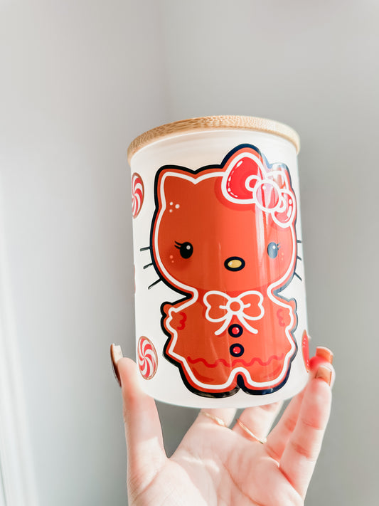 Gingerbread kitty mug red peppermint