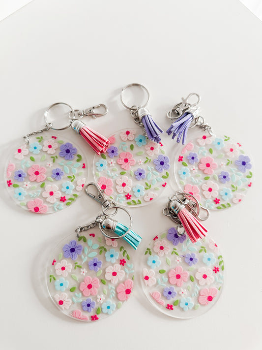 Pastel flowers acrylic keychain