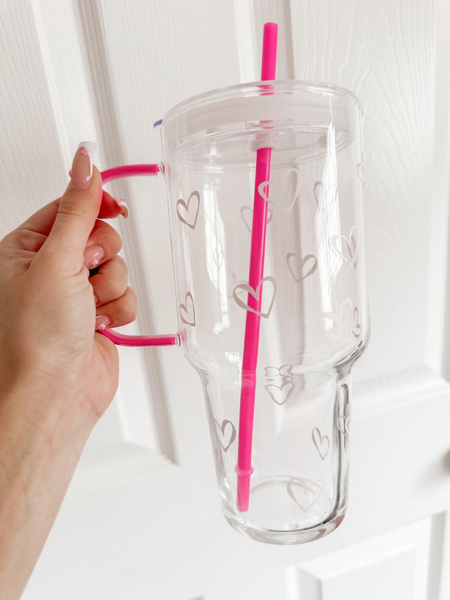 Hearts glass tumbler mug