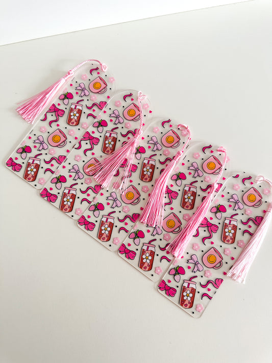 Coffee, strawberry & bows bookmark