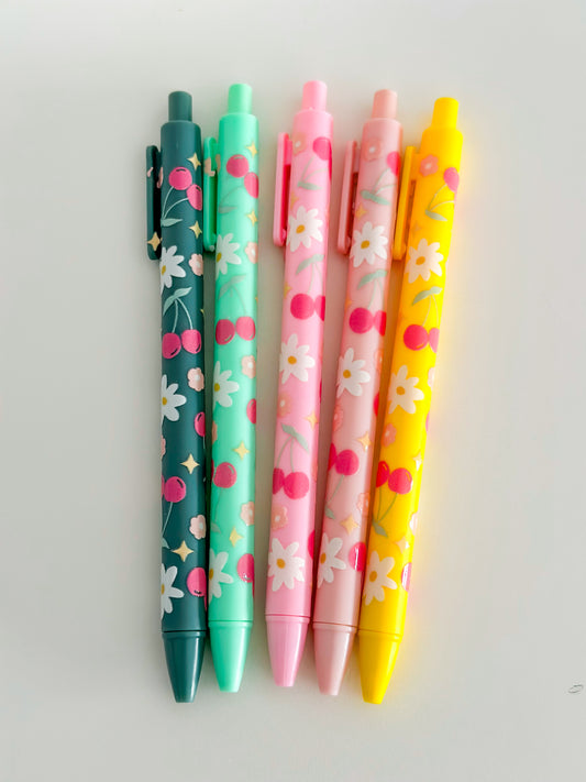 Cherries & daisies pen