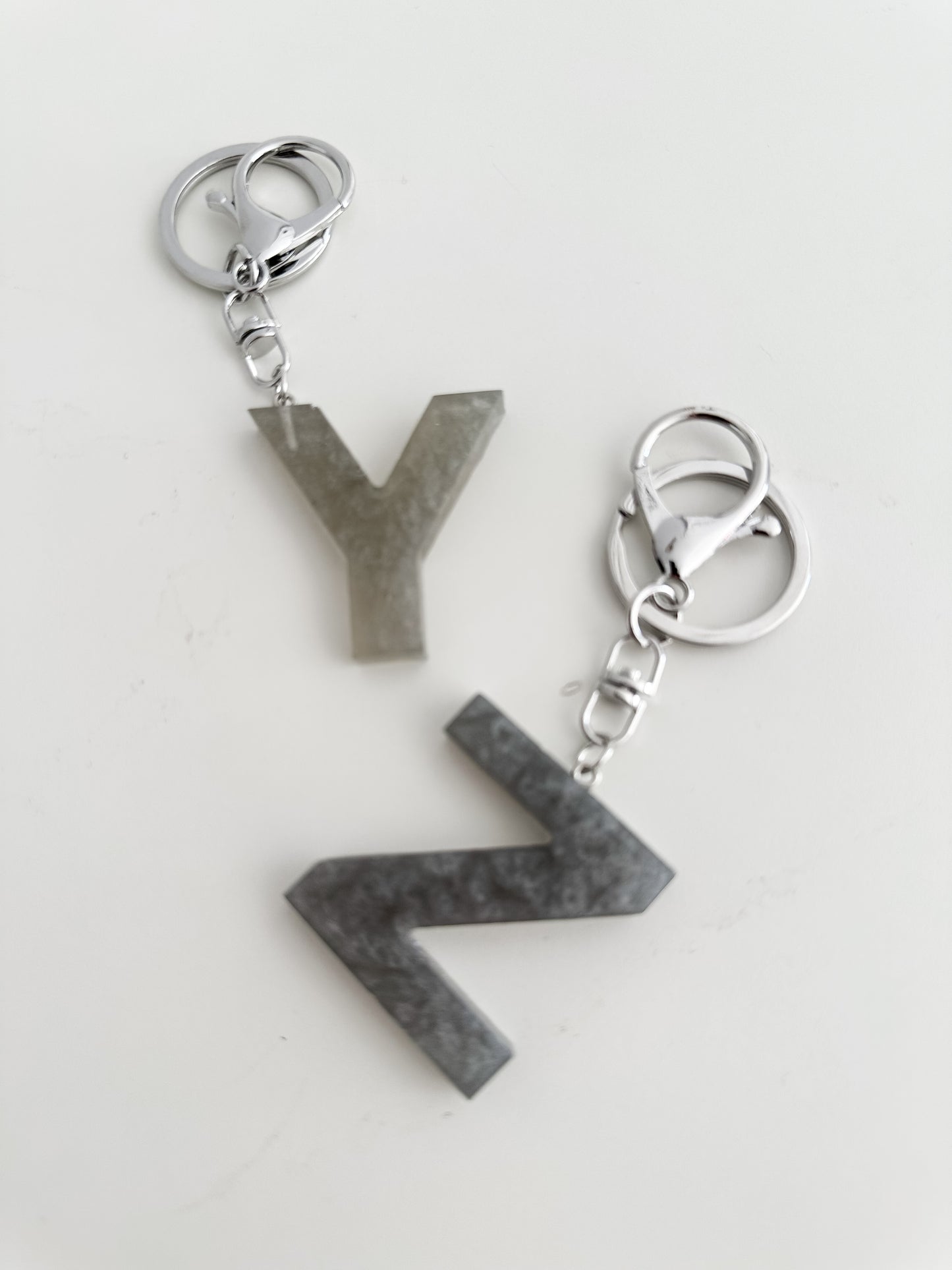 Grey initial keychain