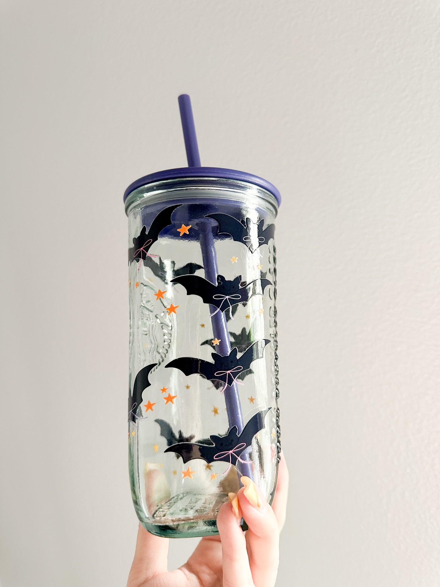 It’s freakin bats starbs glass cup