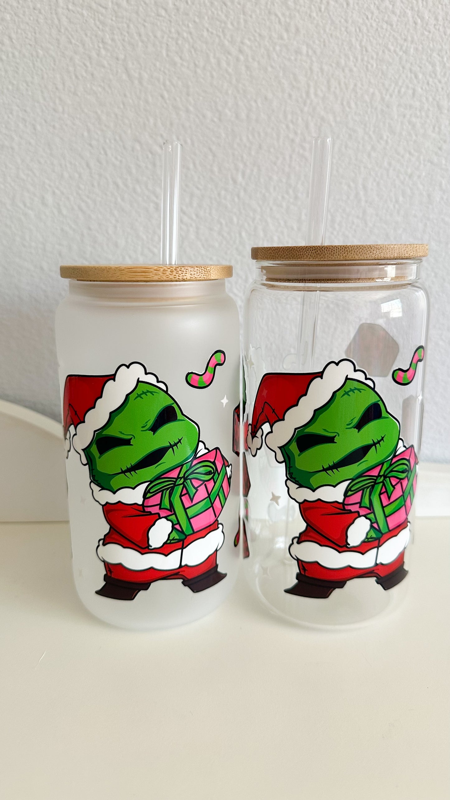 Oogie boogie Christmas glass cup