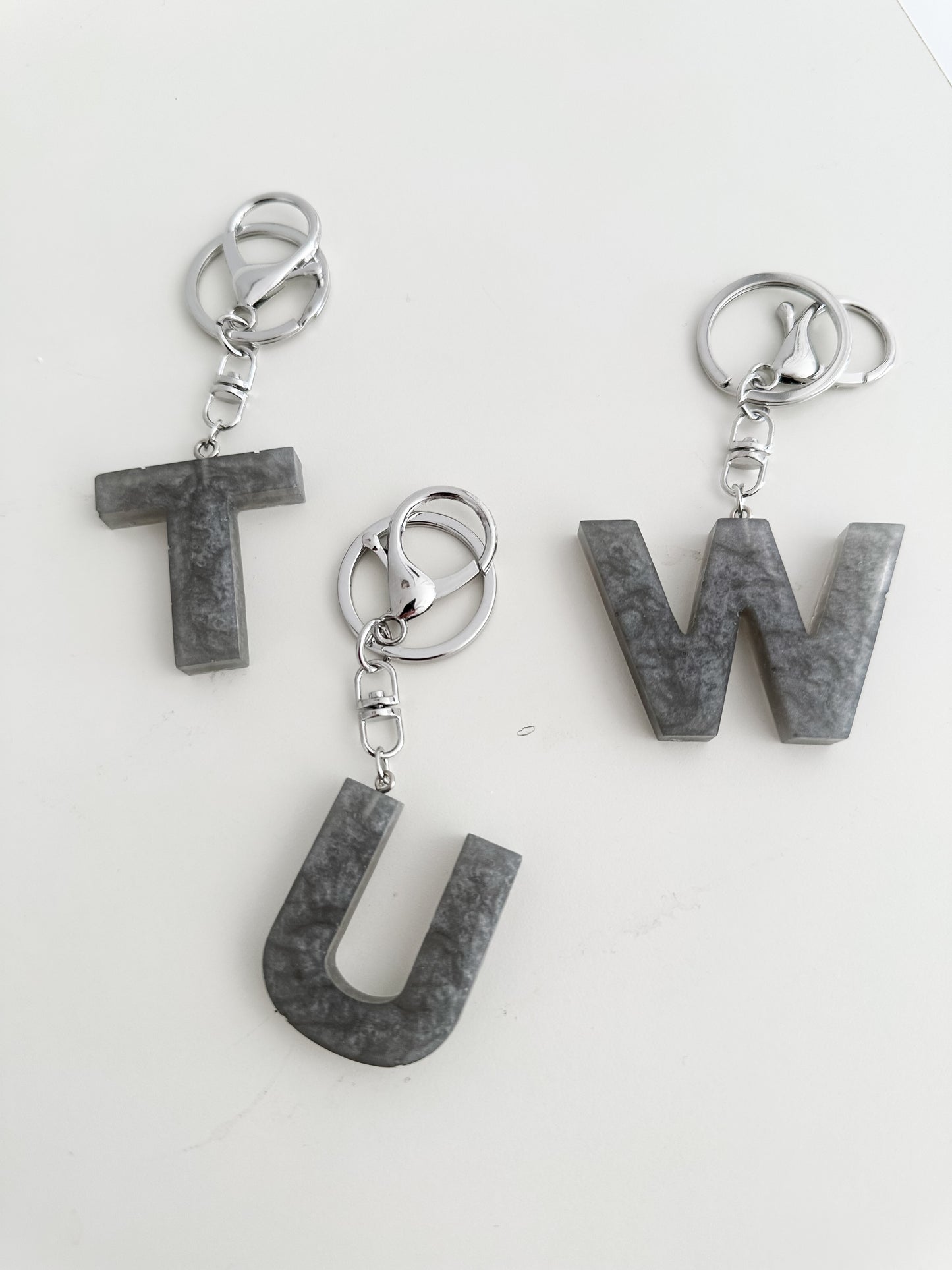 Grey initial keychain