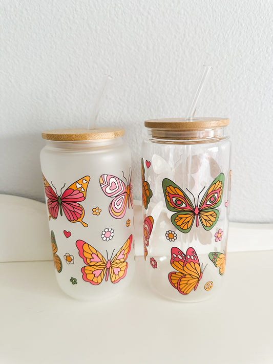 Indie butterfly glass cup