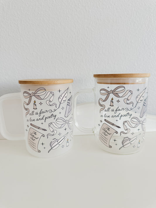 All is fair in love & poetry glass mug