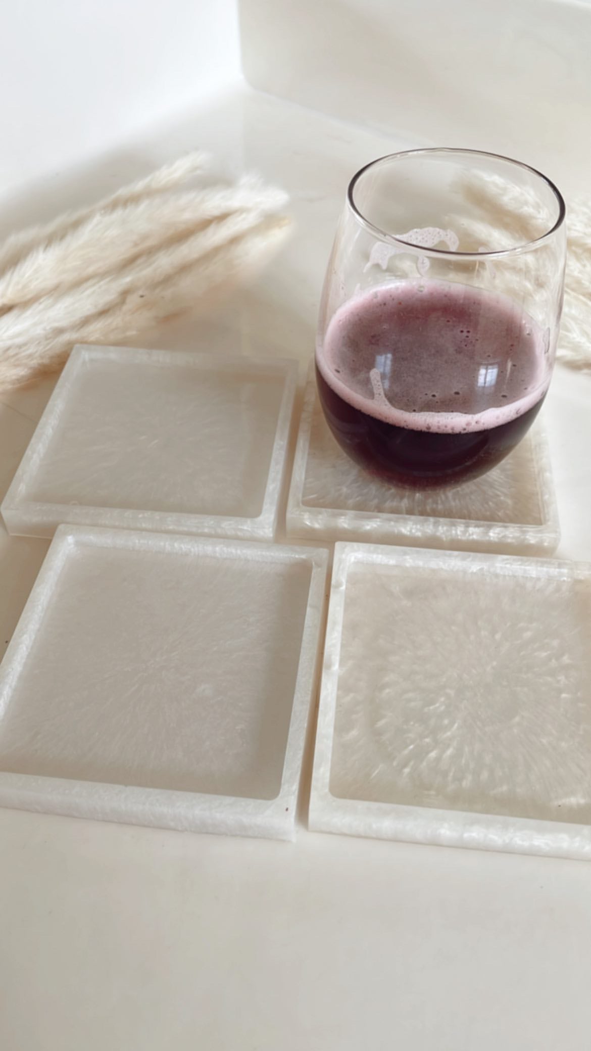 White squared Resin Coasters