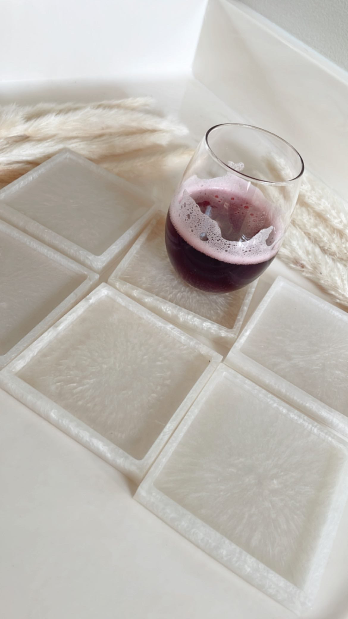 White squared Resin Coasters