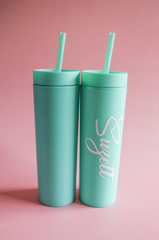 Aqua skinny tumbler