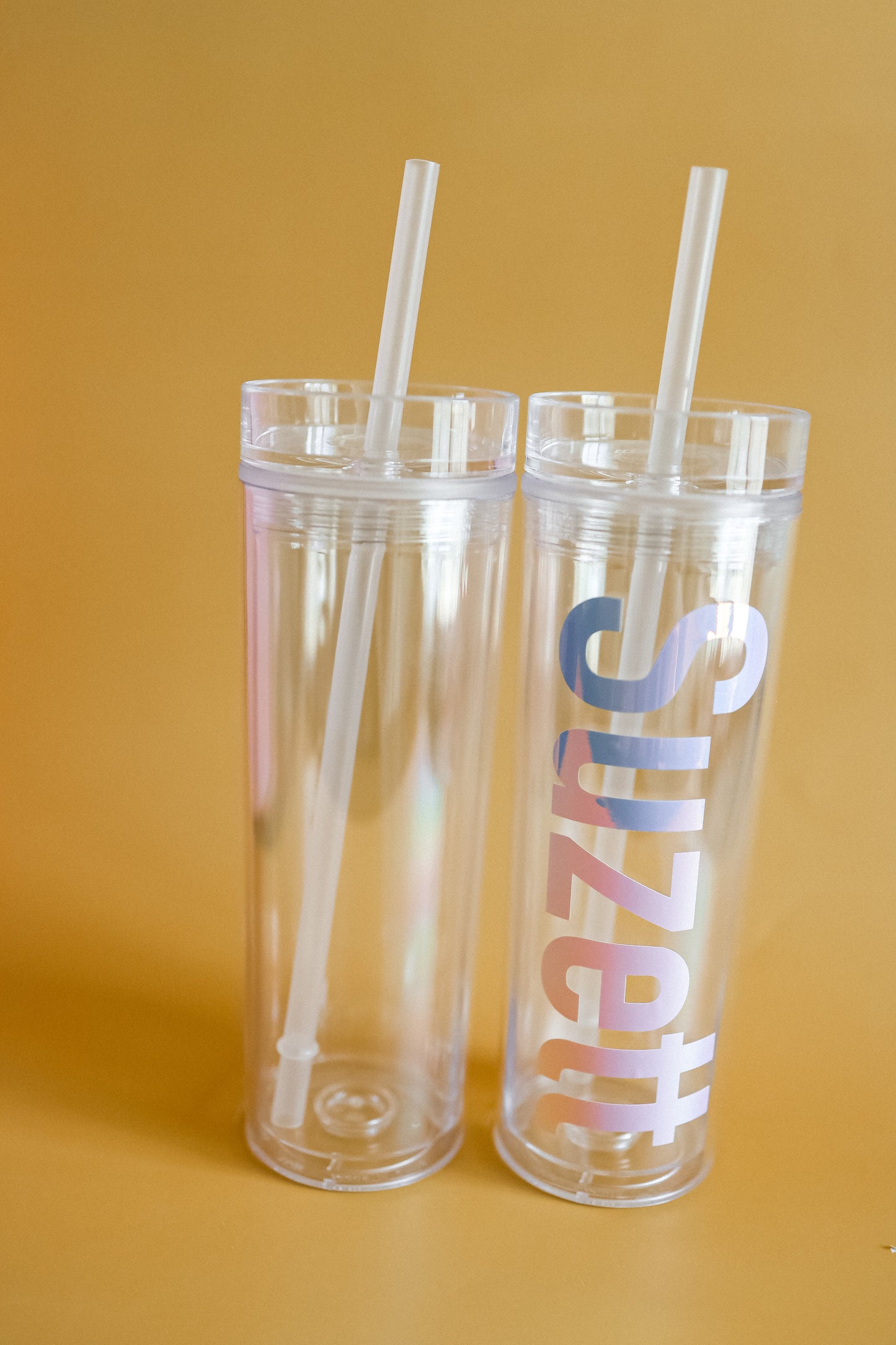 Clear skinny tumbler