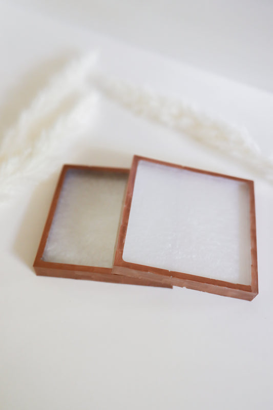 White w/rose gold lining squared coasters