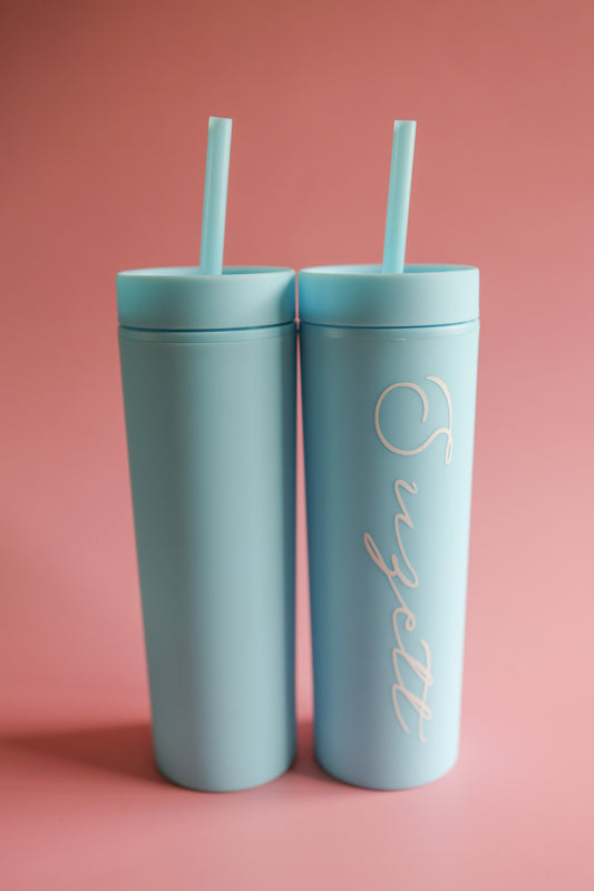 Sky blue skinny tumbler