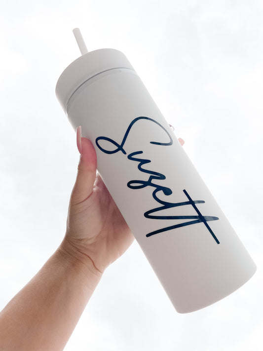 White skinny tumbler