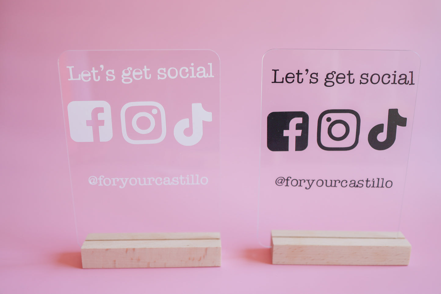 Let’s get social acrylic sign clear