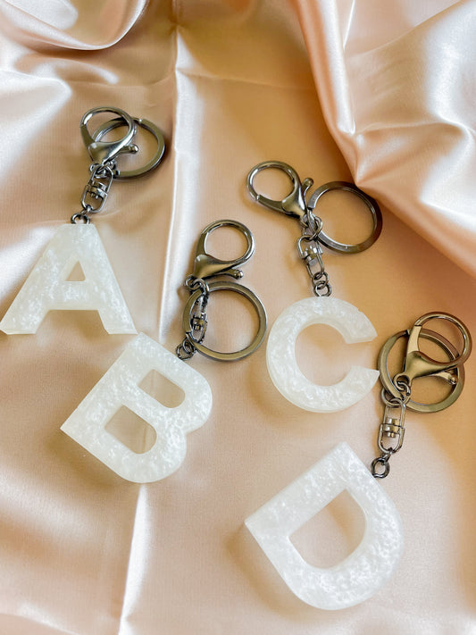 White initial keychain *Black keychain*