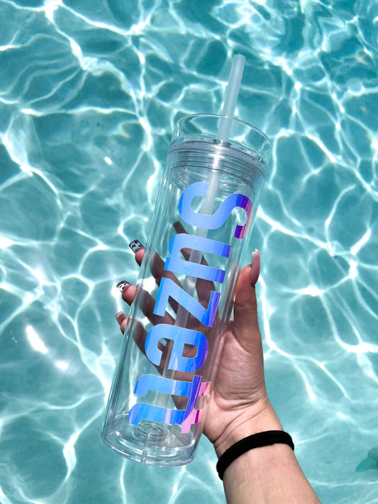 Clear skinny tumbler