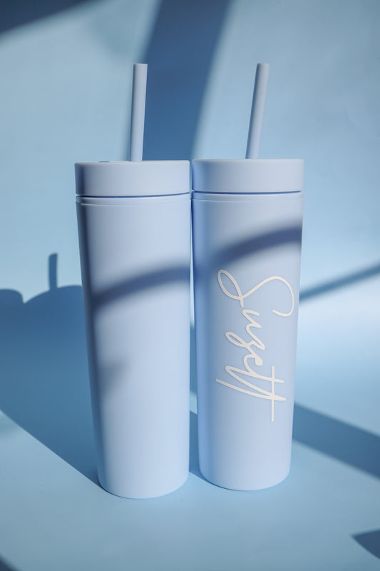 Pastel blue skinny tumbler