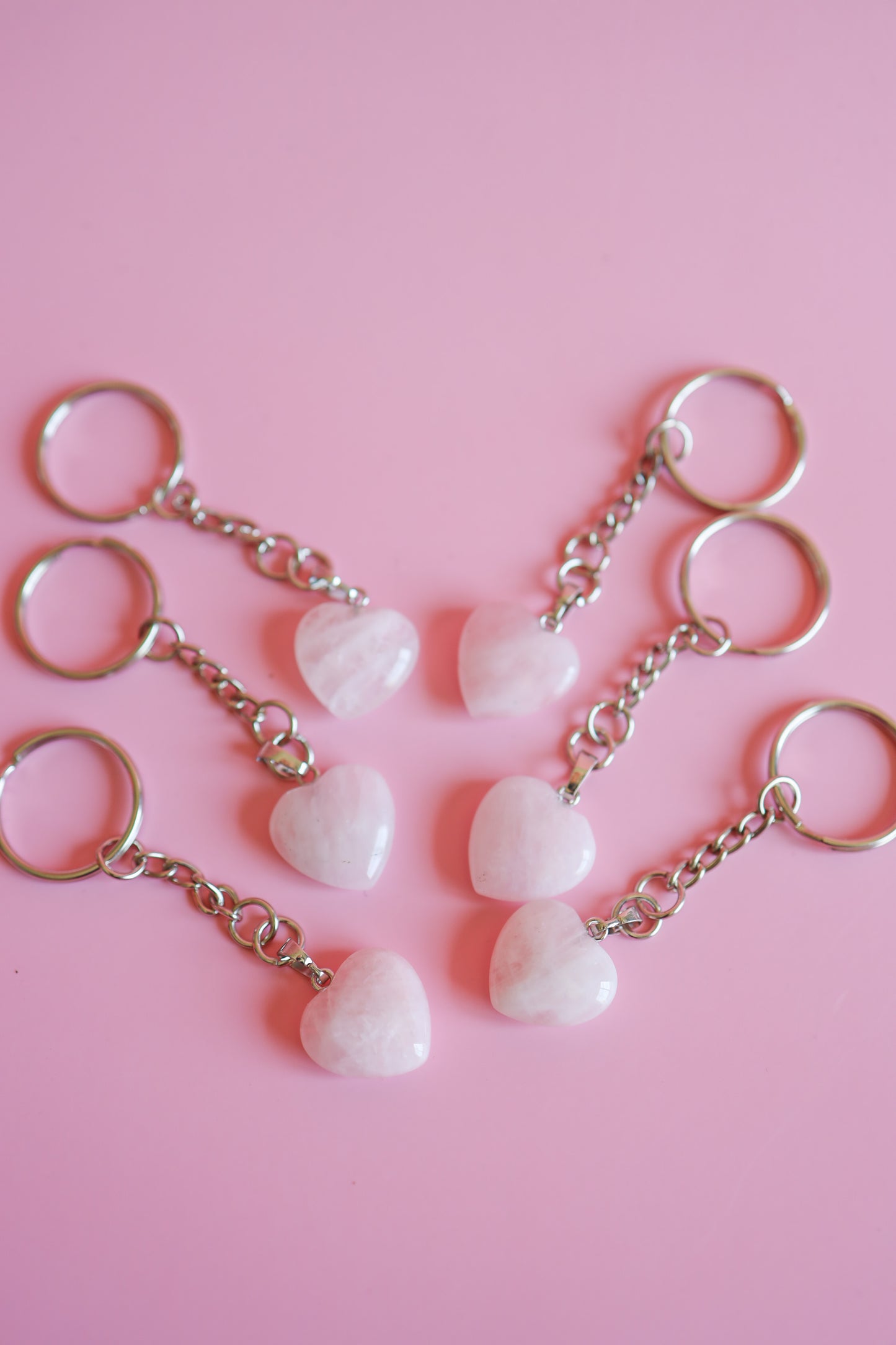 Rose quartz heart keychain