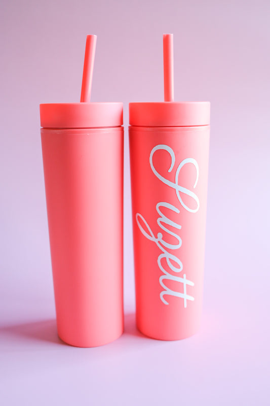 Coral Skinny Tumbler